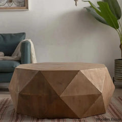 Dreightone Three-Dimensional Embossed Pattern Design Coffee And Center Table Round Wood