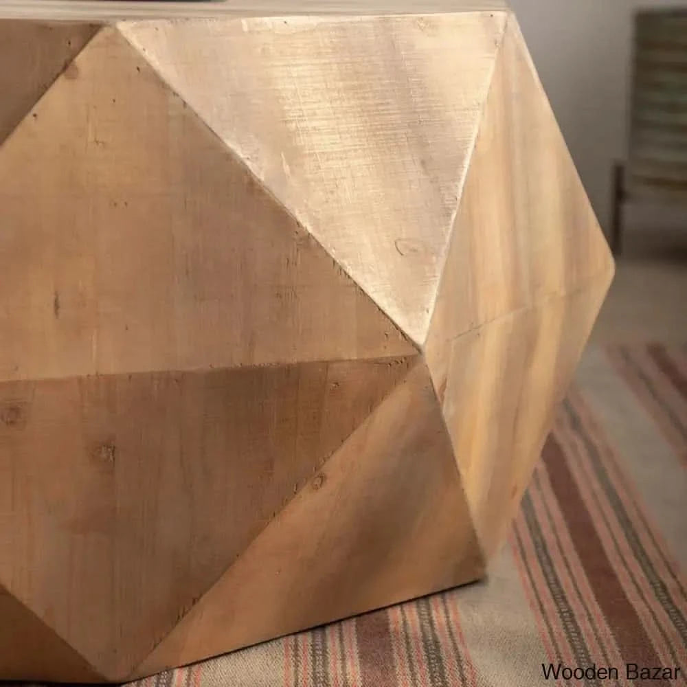 Dreightone Three-Dimensional Embossed Pattern Design Coffee And Center Table Round Wood