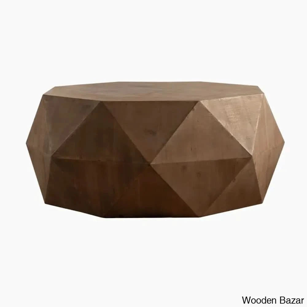 Dreightone Three-Dimensional Embossed Pattern Design Coffee And Center Table Round Wood
