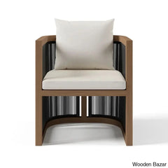 Duff 6 Seater Outdoor Dining Set For With Rectangle Table & Rope Woven Armchair In Natural