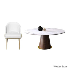 Duff Mid-Century Modern 7-Piece Dining Set - 48’’ Round White Table With 6 Stylish Side Chairs