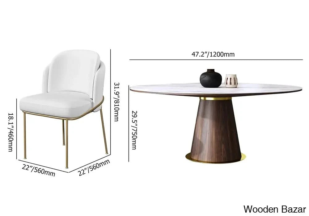 Duff Mid-Century Modern 7-Piece Dining Set - 48’’ Round White Table With 6 Stylish Side Chairs