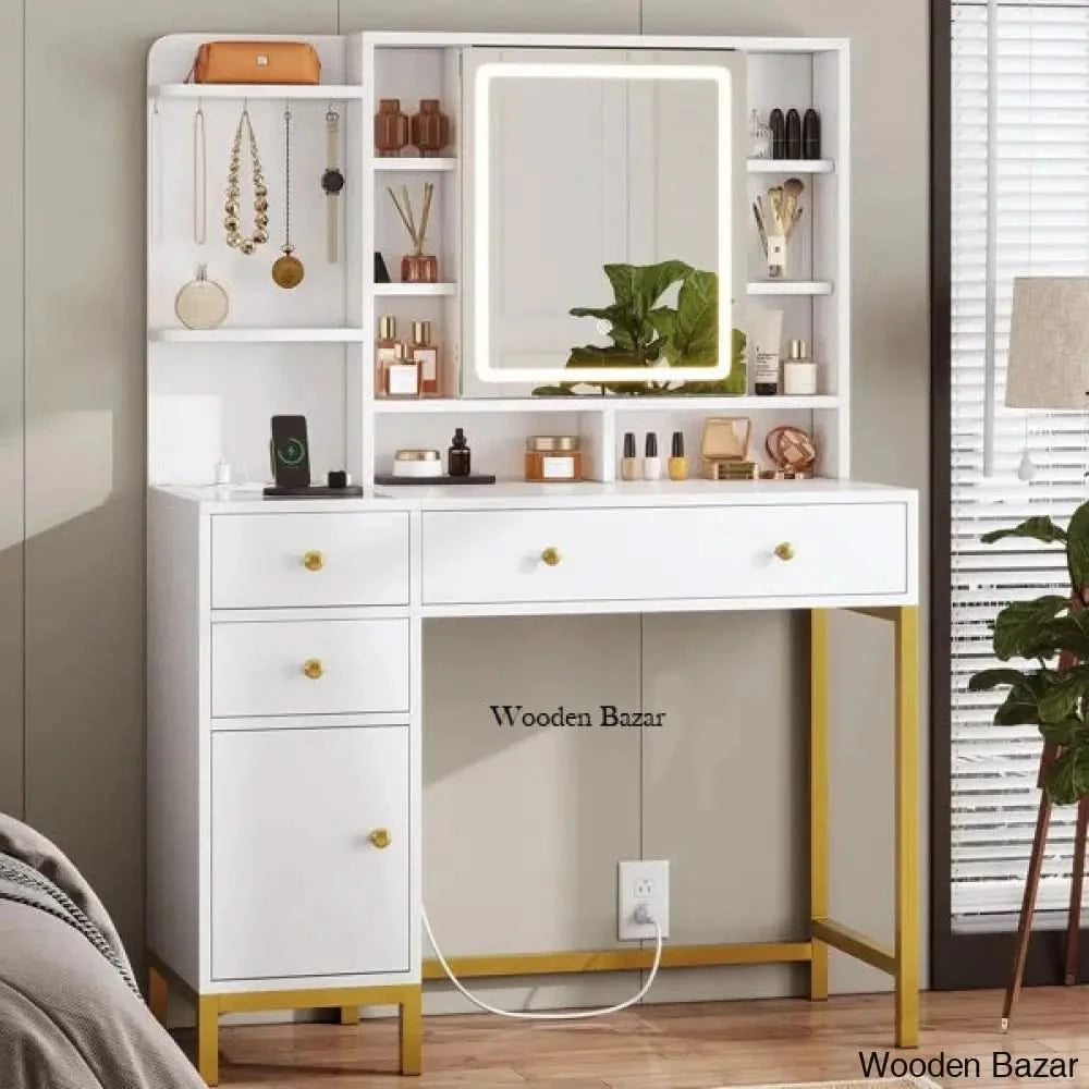 Duffield Vanity Dressing Table With Lighted Mirror