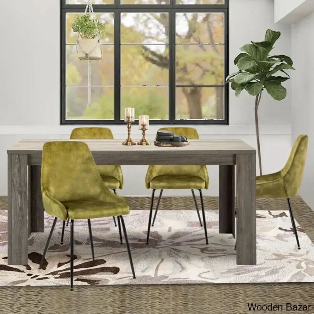 Dunstan Stylish 4 Seater Dining Table Set - Wooden Bazar Gray Oak