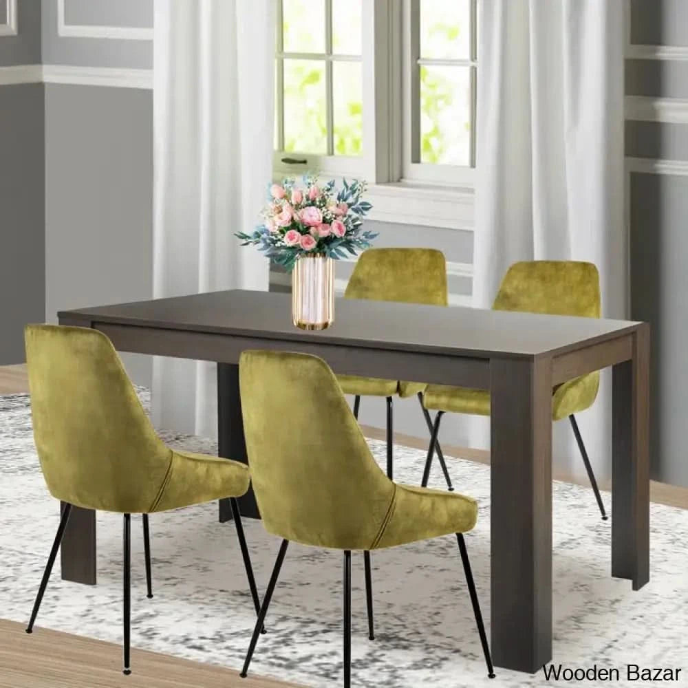 Dunstan Stylish 4 Seater Dining Table Set - Wooden Bazar Walnut