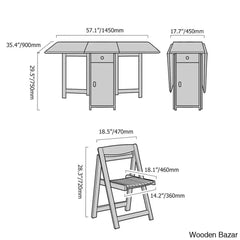 Dustin Modern Solid Wood 5-Piece Folding Dining Set With Drop Leaf Table And 4 Chairs