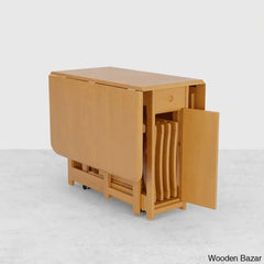 Dustin Modern Solid Wood 5-Piece Folding Dining Set With Drop Leaf Table And 4 Chairs