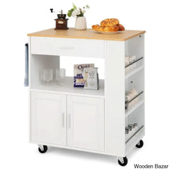 Dyeisha Wood Kitchen Cart Trolley Cart Cabinet Kitchen Island With Storage