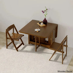 Earlene Modern 5-Piece Walnut Dining Set - Solid Wood Folding Table With Seating For 4