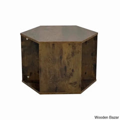 Eba Hexagonal Coffee And Center Table Side Nightstand Antique Brown