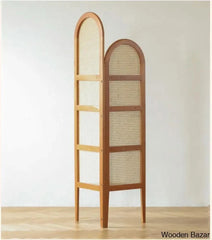 Ele Modern Rattan Corner Cabinet With Wooden Shelves Simple Triangle Storage & Bookshelf For