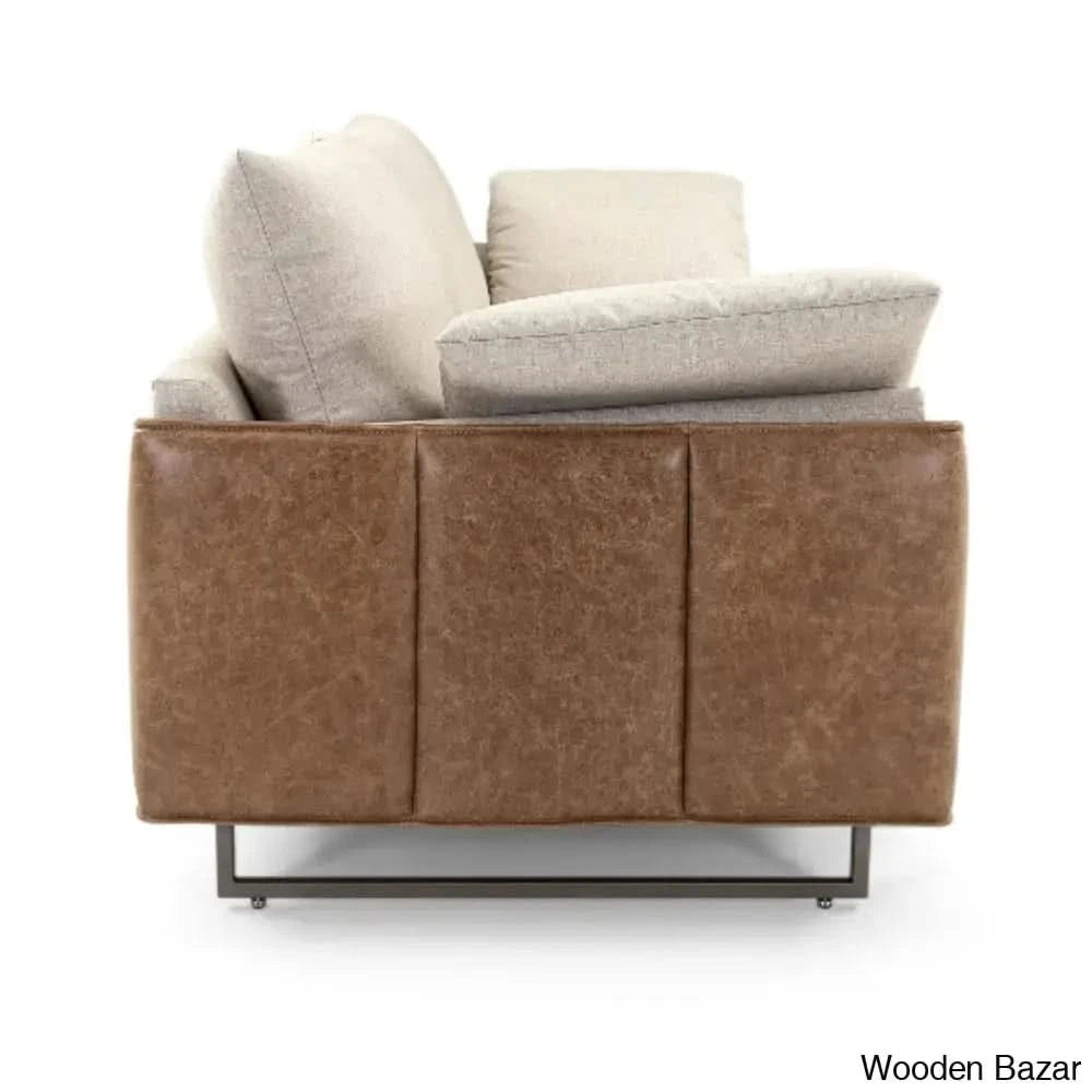 Eliana Contemporary Beige Upholstered Sofa In Modern Elegance Soft Fabric