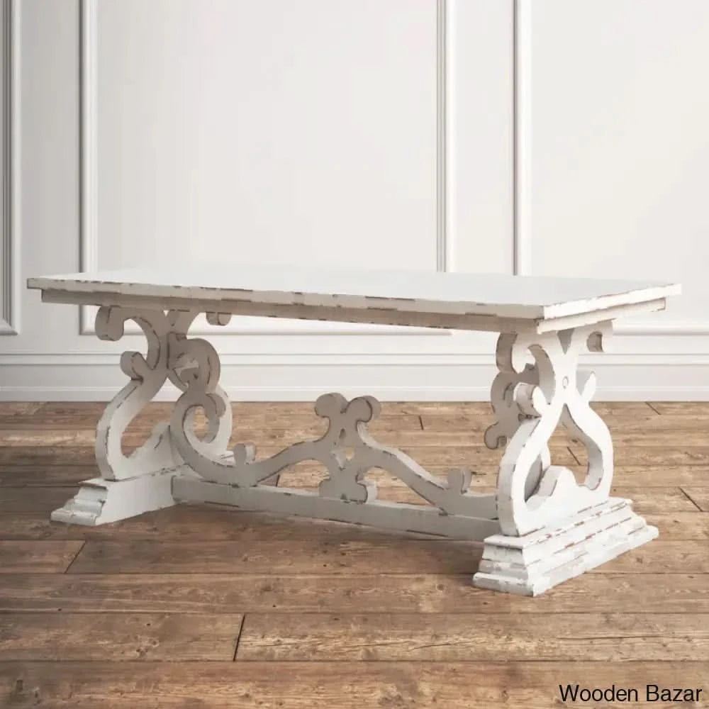 Emersync 46āā Solid Wood Distressed Scrollwork Coffee And Center Table