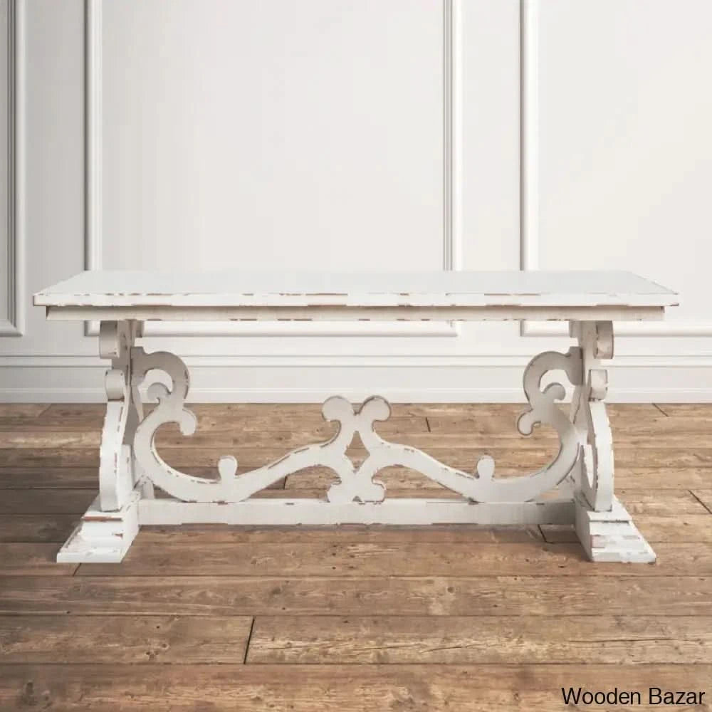 Emersync 46āā Solid Wood Distressed Scrollwork Coffee And Center Table