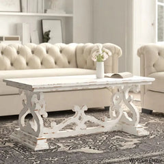 Emersync 46āā Solid Wood Distressed Scrollwork Coffee And Center Table