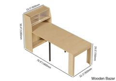 Evan Contemporary Extendable Dining Table With Integrated Storage & 2 Natural Solid Wood Folding