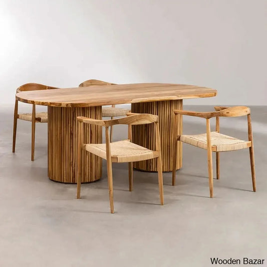 Everard New Oval Double Pedestal Dining Table Set For Modern Living