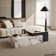 Farando Faux Marble Black And White Coffee Center Table