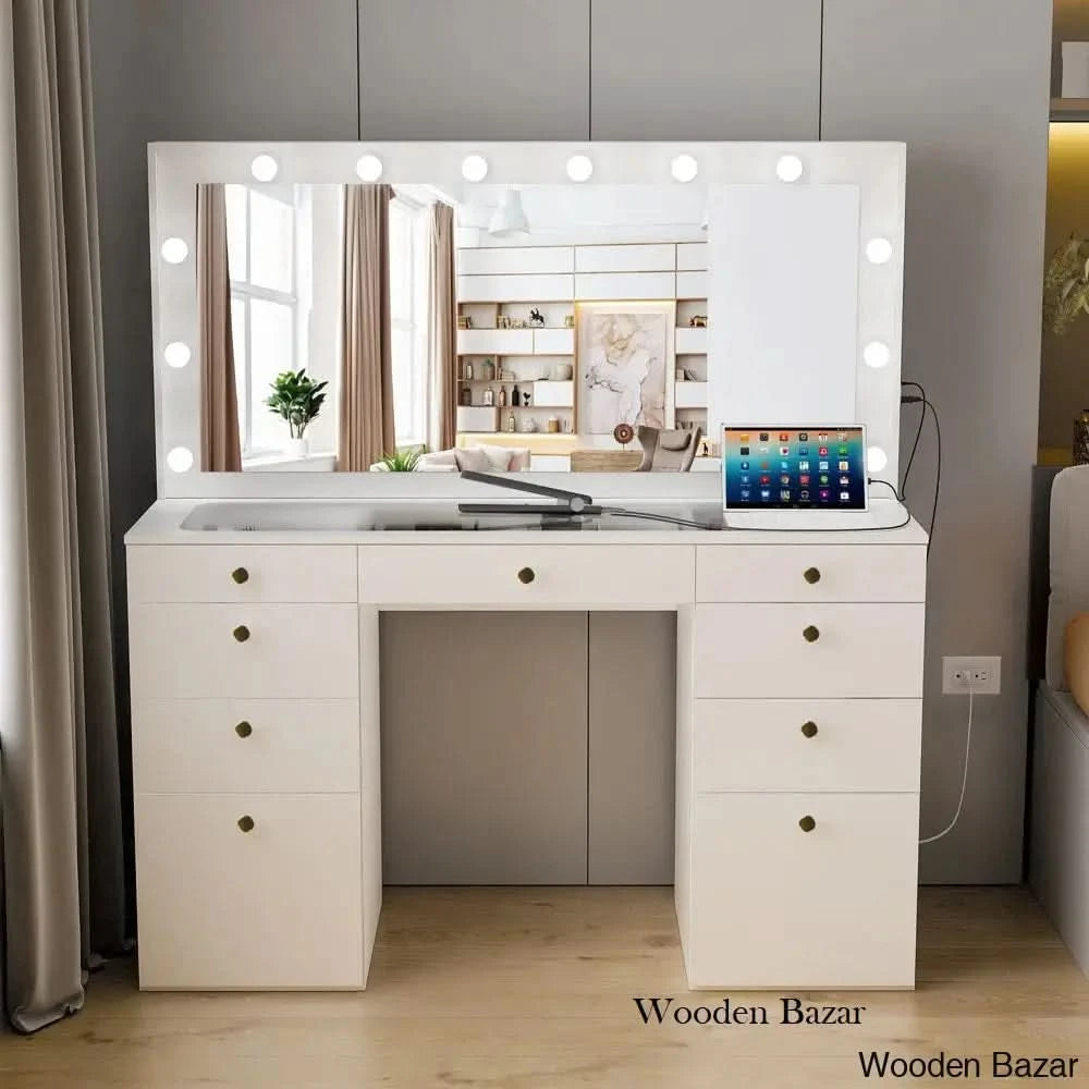Feagle Vanity Dressing Table With Mirror And Lights