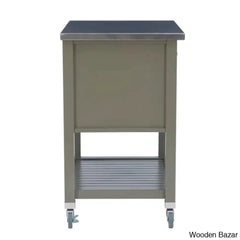 Fisnike Stainless Steel Top 2-Drawer Kitchen Trolley Cart With Storage Bins Cabinet Kitchen Island