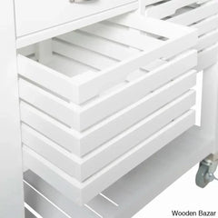 Fisnike Stainless Steel Top 2-Drawer Kitchen Trolley Cart With Storage Bins Cabinet Kitchen Island