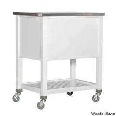 Fisnike Stainless Steel Top 2-Drawer Kitchen Trolley Cart With Storage Bins Cabinet Kitchen Island