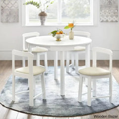 Fleetwood Modern 4 Seater Dining Table Set - Wooden Bazar White