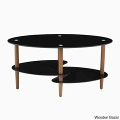 Gailannie Glass Oval Coffee And Center Table 3-Layer Cocktail Center For Living Room