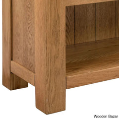 Gamel Solid Wood Modern Carved Edge Bookcase - Wooden Bazar