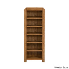 Gamel Solid Wood Modern Carved Edge Bookcase - Wooden Bazar