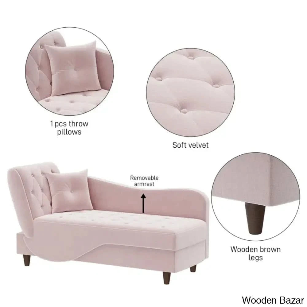 Garrison Velvet Upholstered Chaise Lounge - Wooden Bazar