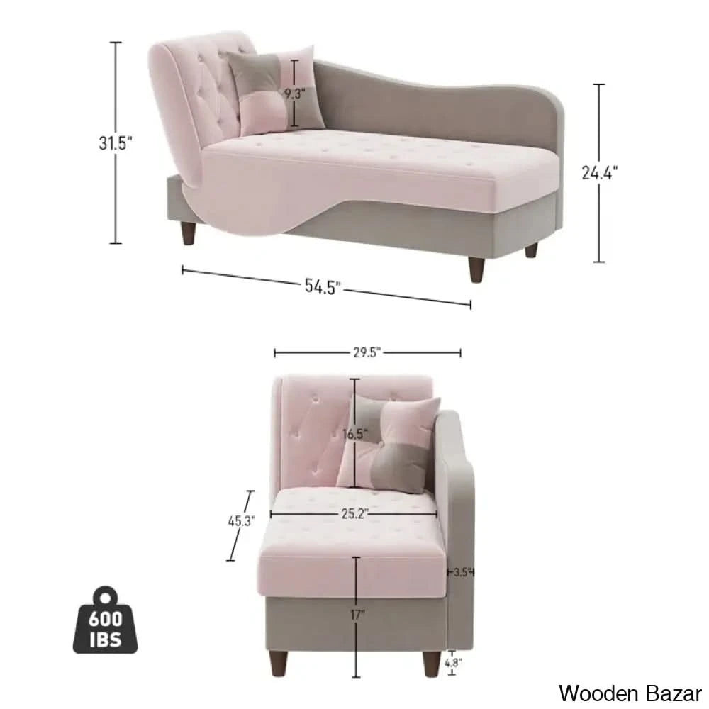 Garrison Velvet Upholstered Chaise Lounge - Wooden Bazar