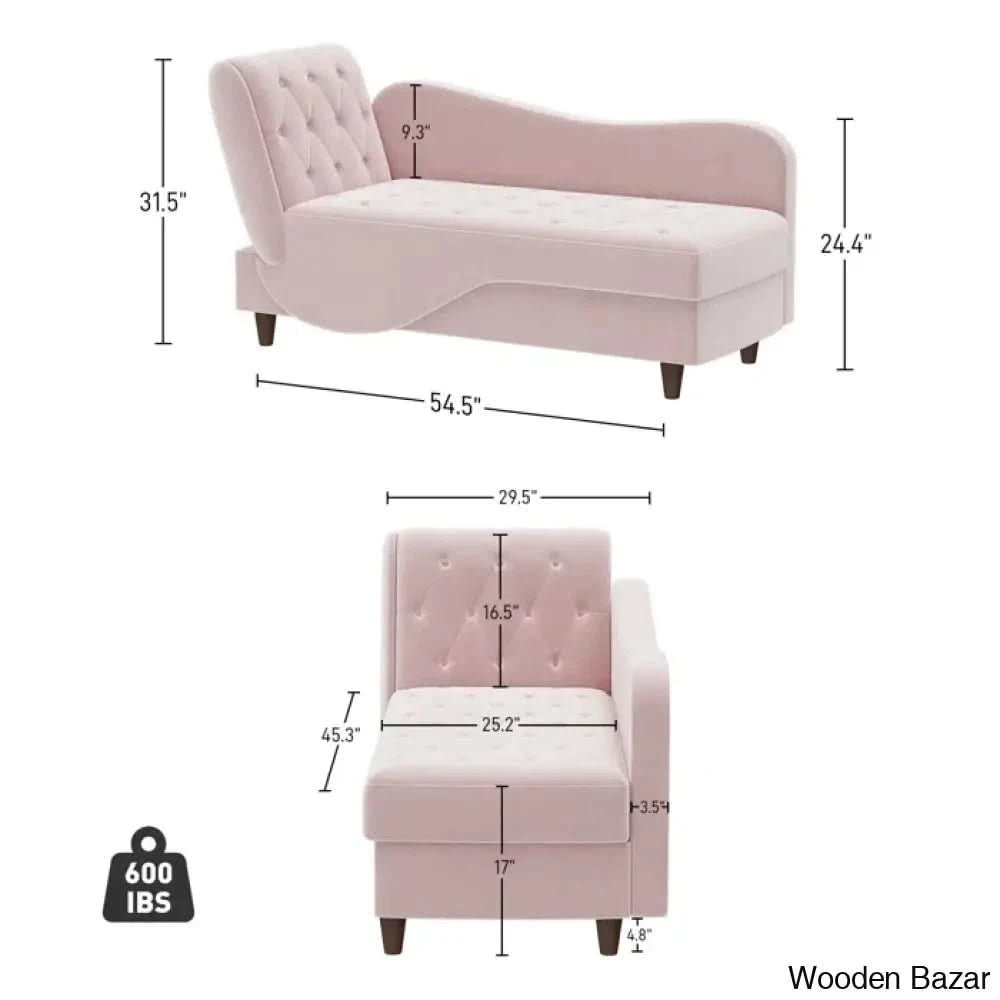 Garrison Velvet Upholstered Chaise Lounge - Wooden Bazar