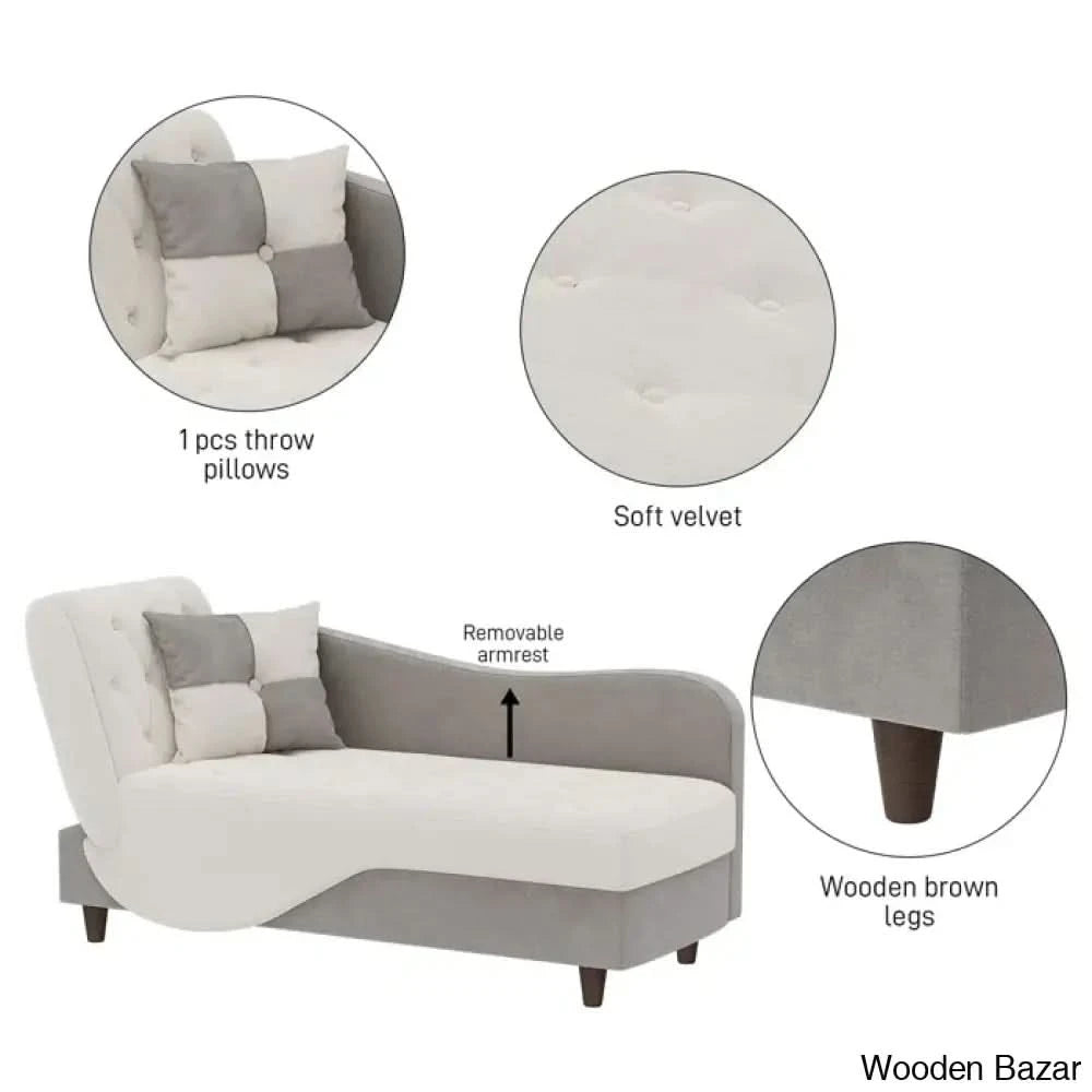 Garrison Velvet Upholstered Chaise Lounge - Wooden Bazar