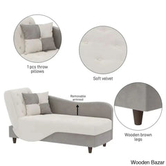 Garrison Velvet Upholstered Chaise Lounge - Wooden Bazar