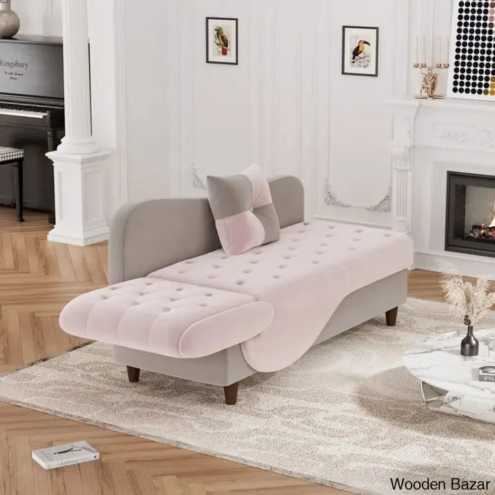 Garrison Velvet Upholstered Chaise Lounge - Wooden Bazar