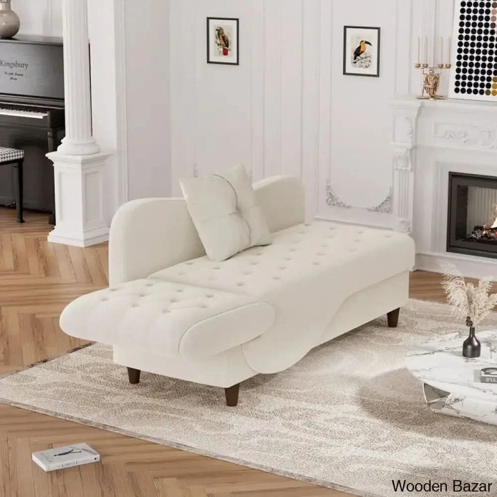 Garrison Velvet Upholstered Chaise Lounge - Wooden Bazar