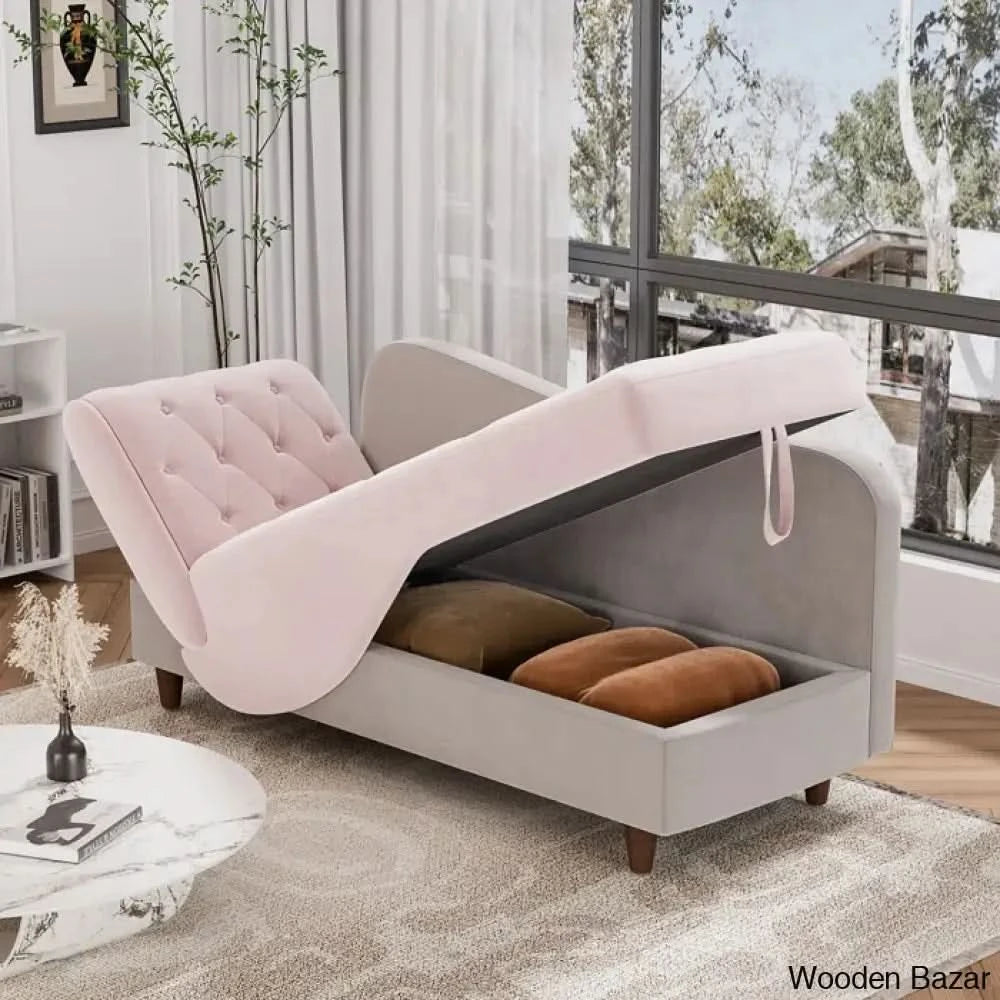 Garrison Velvet Upholstered Chaise Lounge - Wooden Bazar