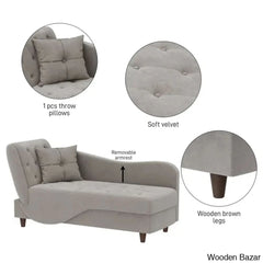 Garrison Velvet Upholstered Chaise Lounge - Wooden Bazar