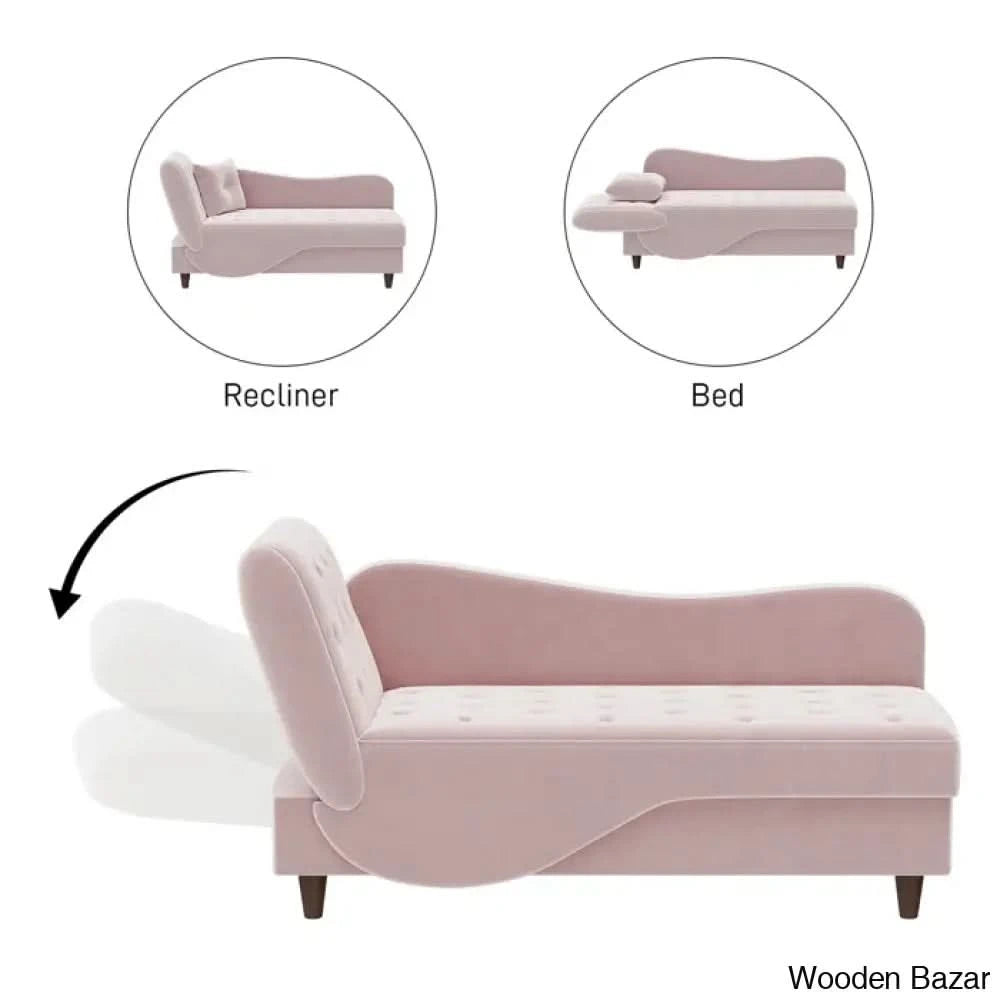 Garrison Velvet Upholstered Chaise Lounge - Wooden Bazar