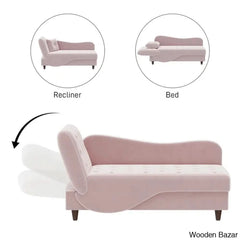 Garrison Velvet Upholstered Chaise Lounge - Wooden Bazar