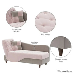 Garrison Velvet Upholstered Chaise Lounge - Wooden Bazar