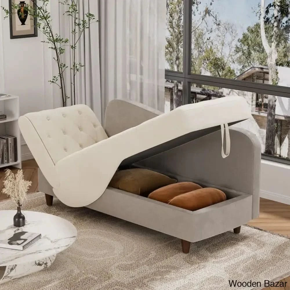 Garrison Velvet Upholstered Chaise Lounge - Wooden Bazar