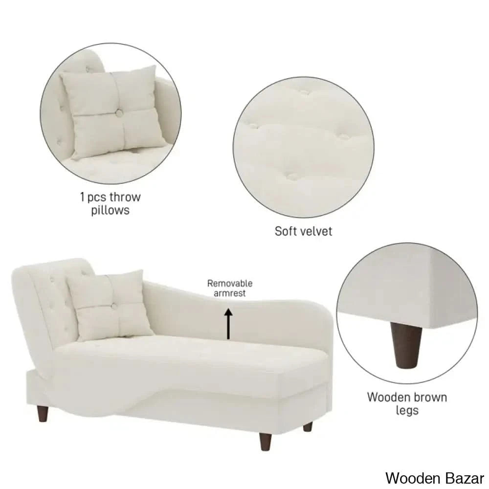 Garrison Velvet Upholstered Chaise Lounge - Wooden Bazar