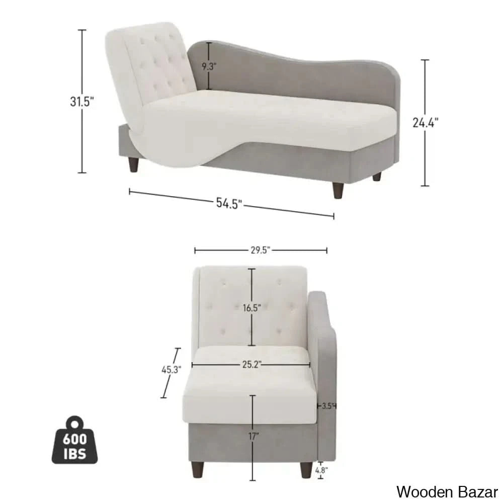 Garrison Velvet Upholstered Chaise Lounge - Wooden Bazar