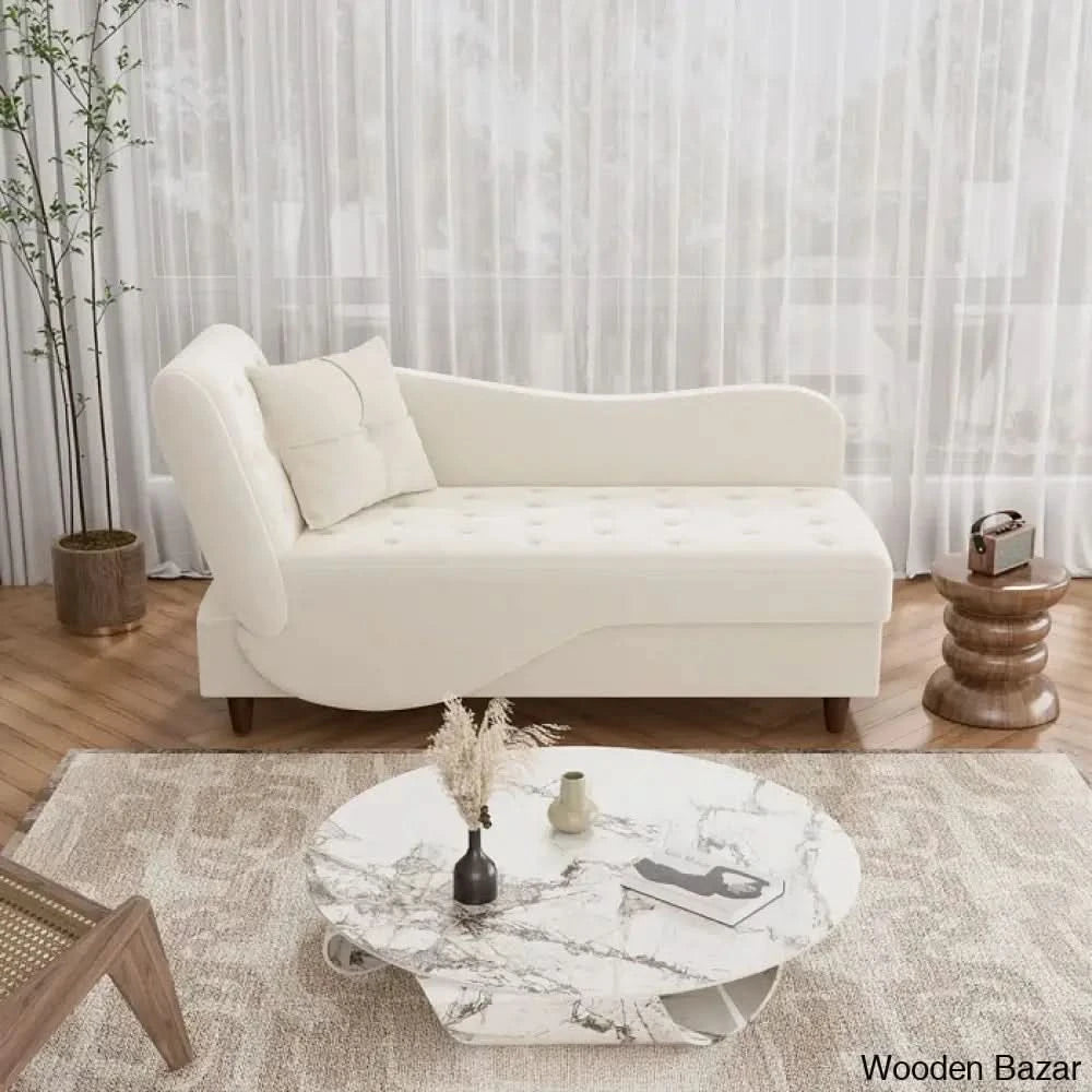 Garrison Velvet Upholstered Chaise Lounge - Wooden Bazar