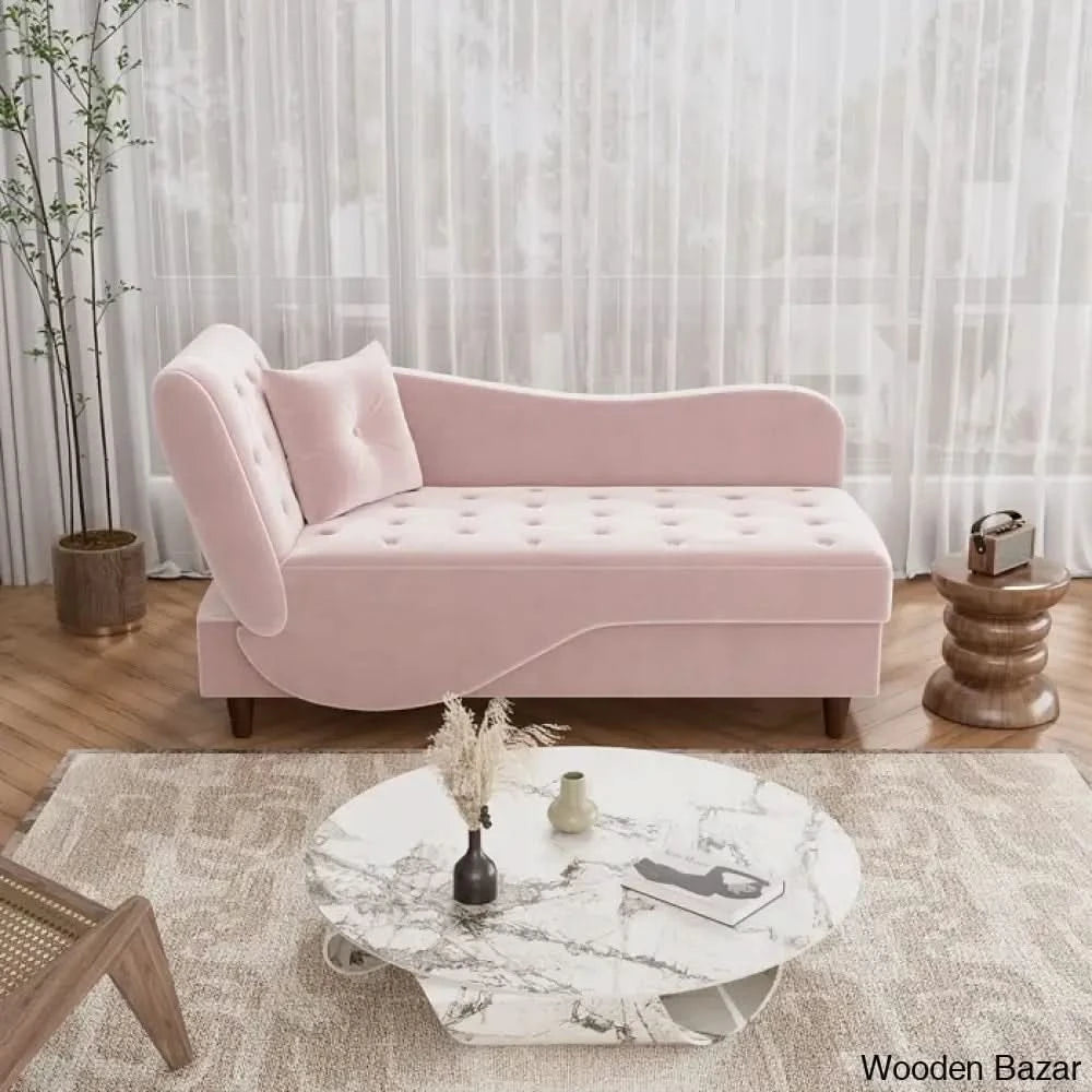 Garrison Velvet Upholstered Chaise Lounge - Wooden Bazar