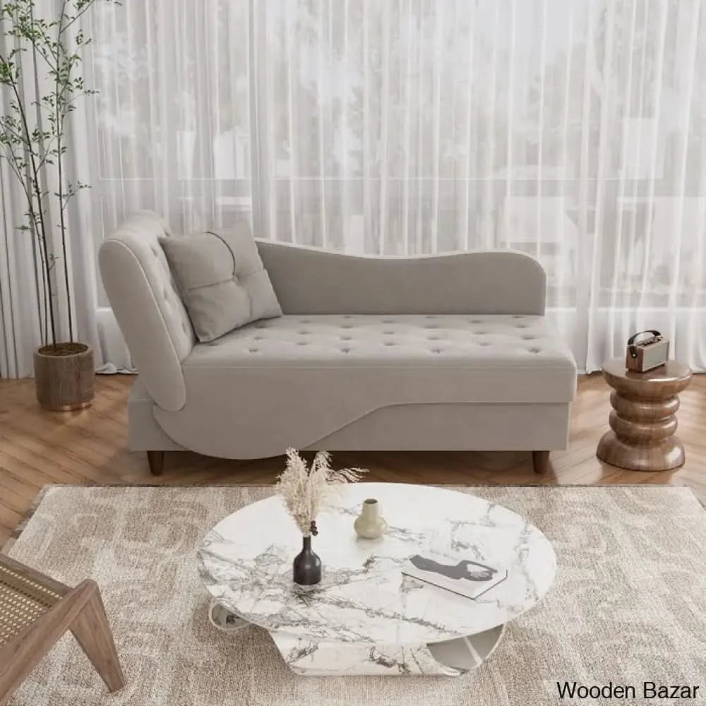 Garrison Velvet Upholstered Chaise Lounge - Wooden Bazar