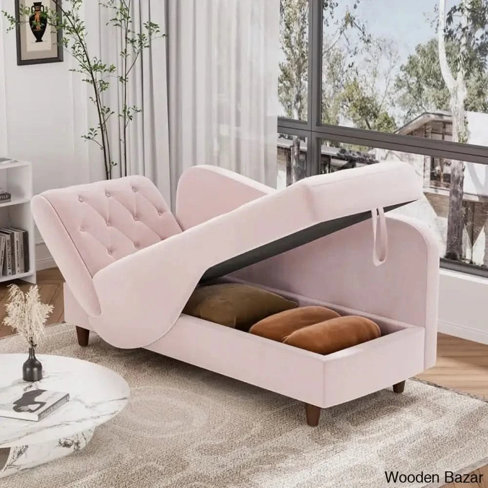 Garrison Velvet Upholstered Chaise Lounge - Wooden Bazar