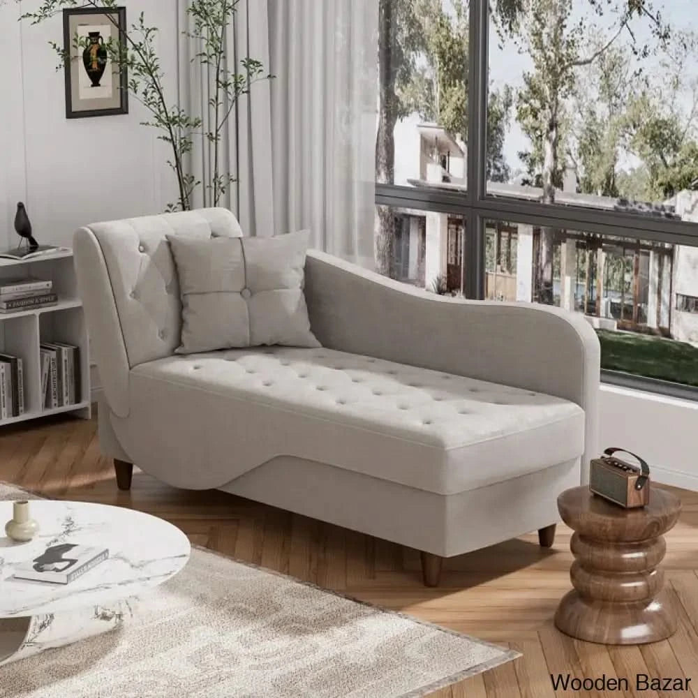 Garrison Velvet Upholstered Chaise Lounge - Wooden Bazar Gray